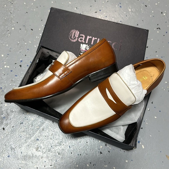 Carrucci Leather Brown Men’s Oxford Loafers Shoes, size 9.5 - Picture 4 of 8